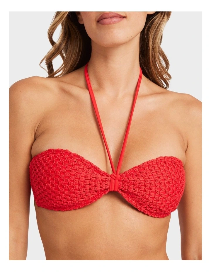 Twisted Tides Halter Bandeau Bikini Top in Red image 3