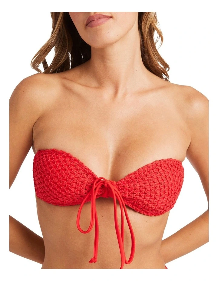 Twisted Tides Halter Bandeau Bikini Top in Red image 4