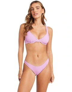 Mini Wave Check Bikini Top in Purple