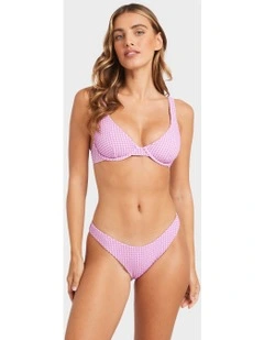 Mini Wave Check Bikini Top in Purple
