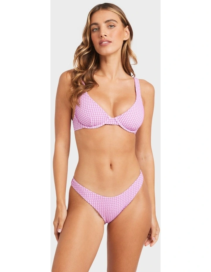 Mini Wave Check Bikini Top in Purple image 1