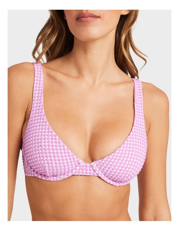 Mini Wave Check Bikini Top in Purple image 4