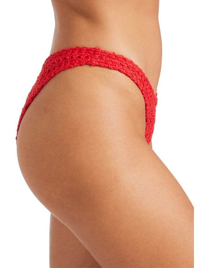 Twisted Tides Dippi Bikini Bottom in Red image 5