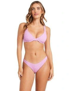Mini Wave Check Bikini Bottom In Assorted