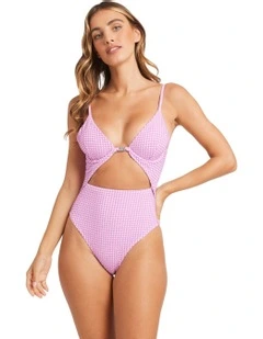 Mini Wave Check One Piece Swimsuit In Assorted