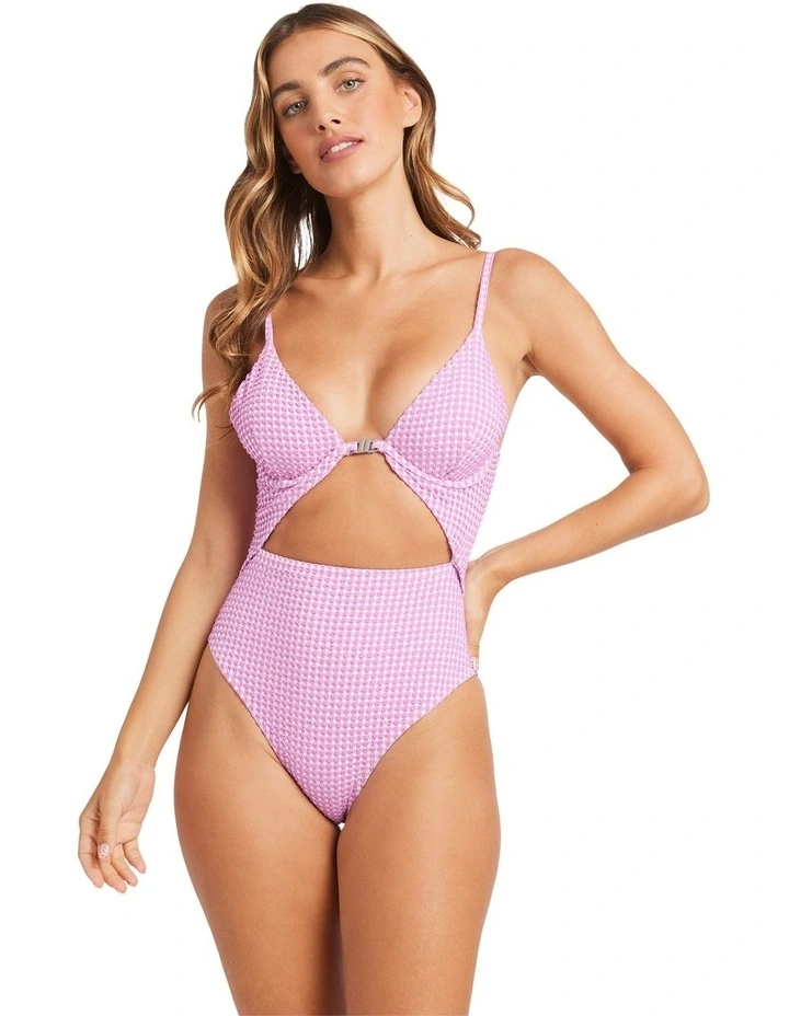 Mini Wave Check One Piece Swimsuit In Assorted image 1