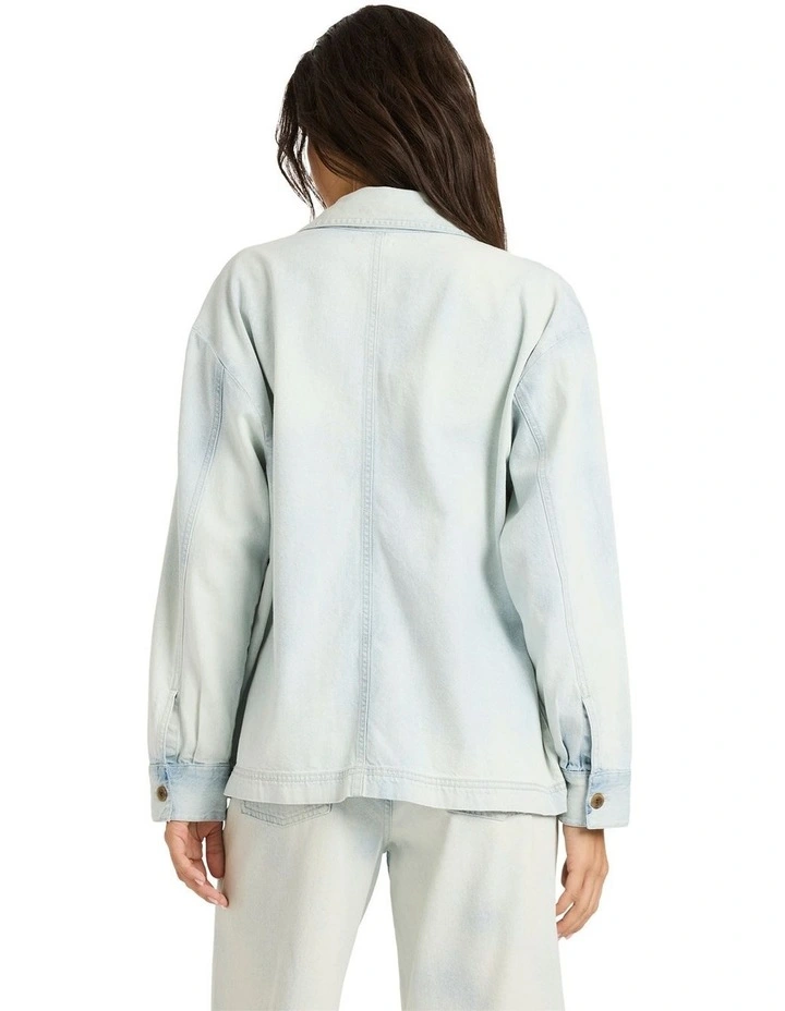 Jade Long Sleeve Oversized Shacket in Blue Mist image 2