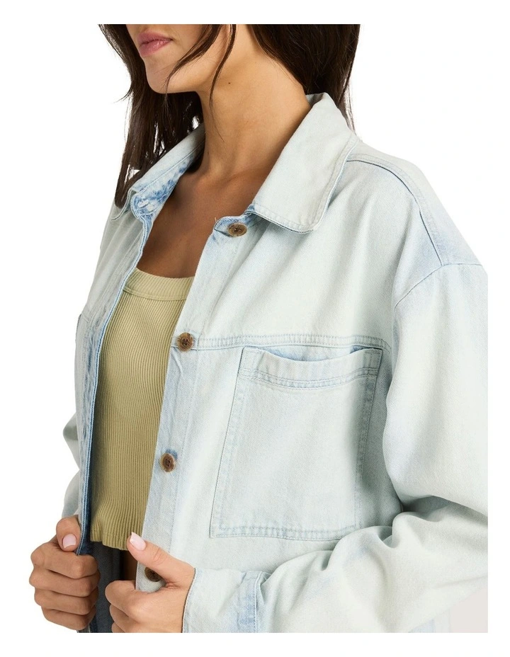 Jade Long Sleeve Oversized Shacket in Blue Mist image 4