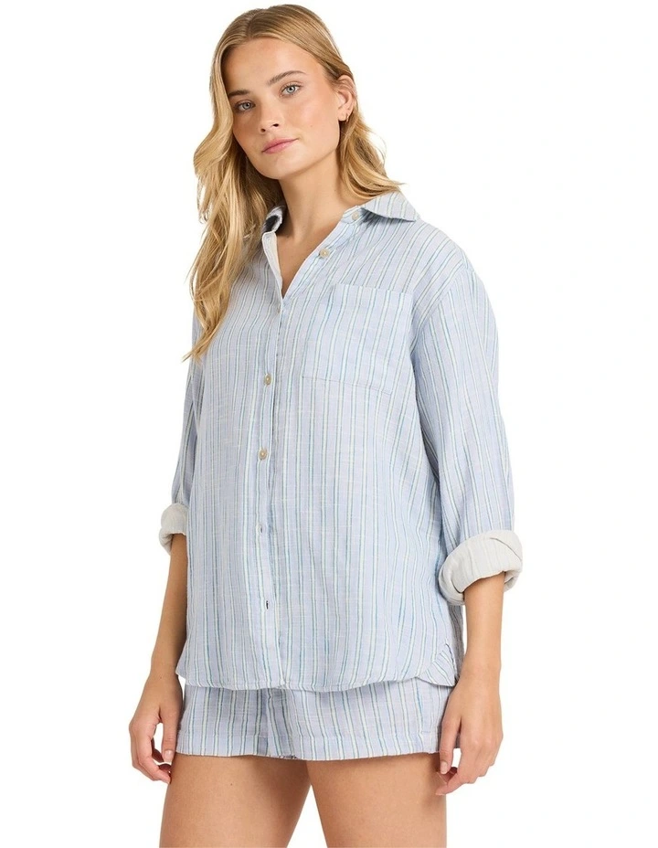 Wanderer Printed Long Sleeve Button-down Shirt Twilight Blue image 6