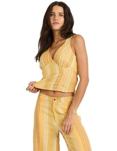 Hazy Daze Cropped Top in Brown Multi