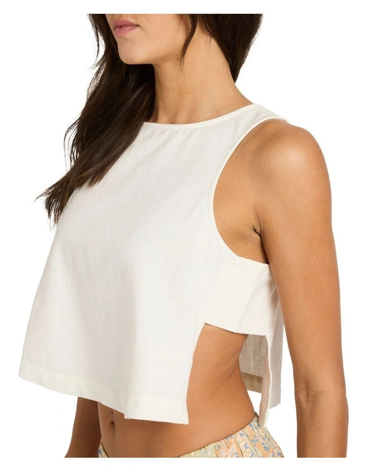 So Breezy Cropped Woven Top in Salt Crystal image 4