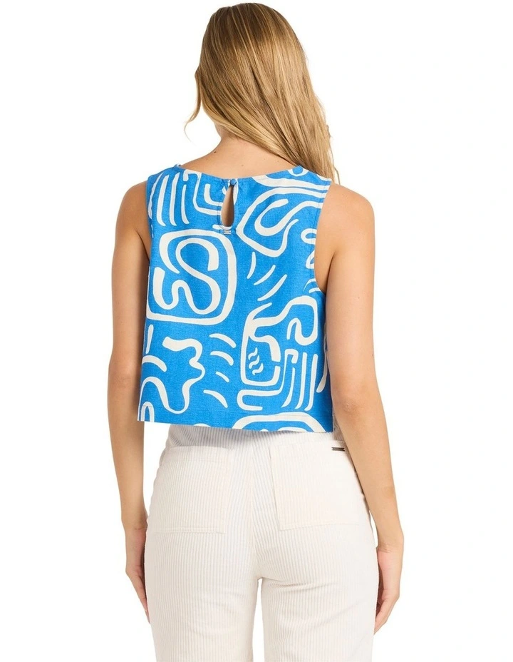 So Breezy Cropped Woven Top in True Blue image 2