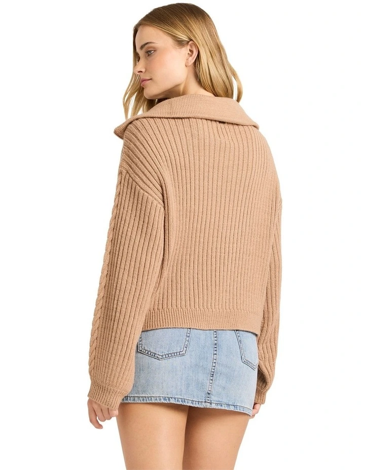 Sun Zippy V-Neck Sweatshirt in Truffle image 2