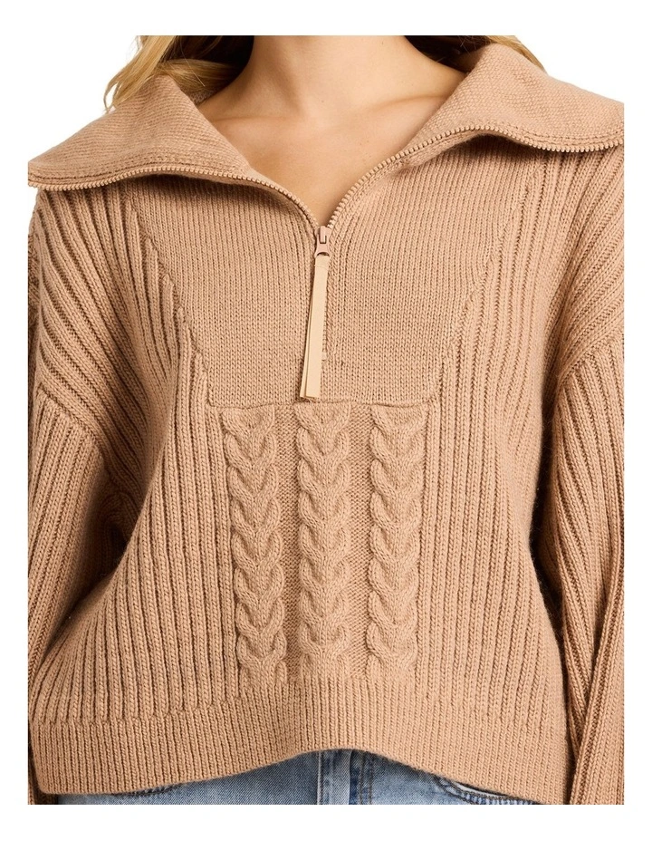 Sun Zippy V-Neck Sweatshirt in Truffle image 4