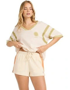 Classic Feels Elastic Waist Shorts in White Cap