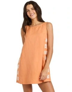 Sun Stamp Mini Dress in Tangerine