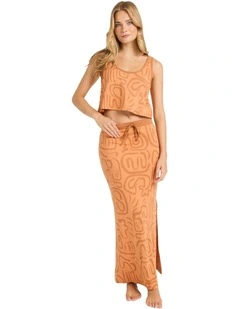 Embers Knit Midi Skirt in Tangerine