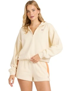 Classic Feels Half Zip Fleece Top White Cap