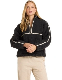 Getting Warm Pullover Fleece Top Black Sands