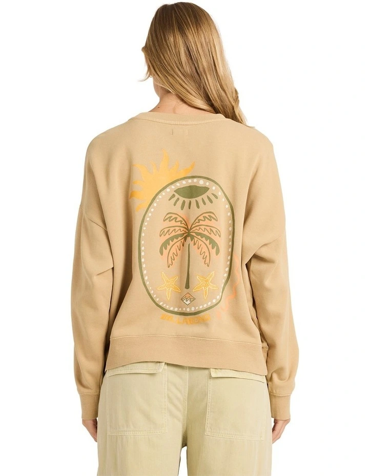 Echo Crew Neck Fleece Top in Stone image 2