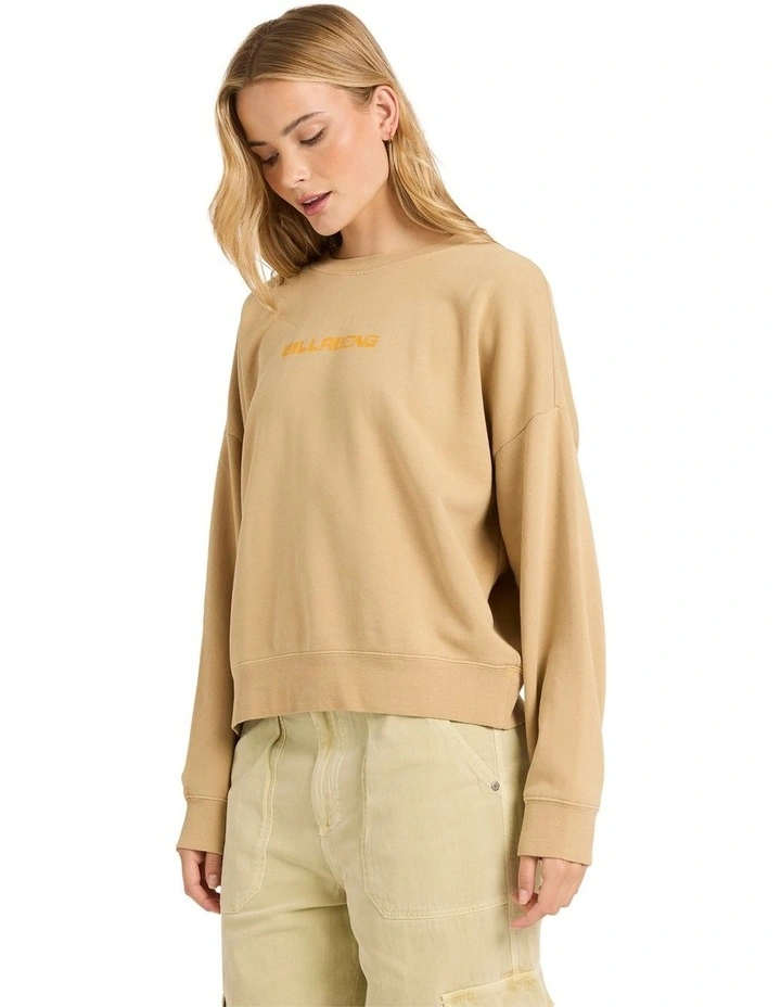 Echo Crew Neck Fleece Top in Stone image 3
