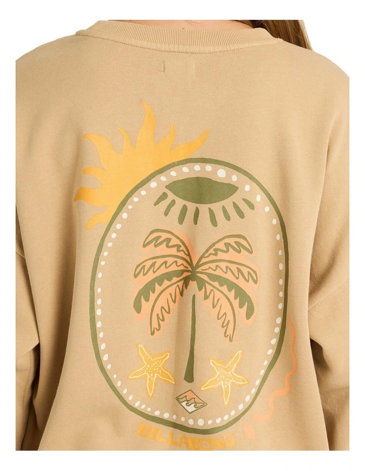 Echo Crew Neck Fleece Top in Stone image 4