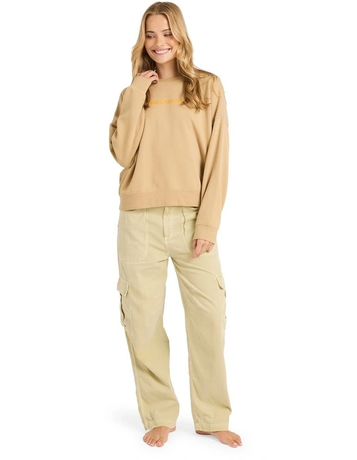 Echo Crew Neck Fleece Top in Stone image 5