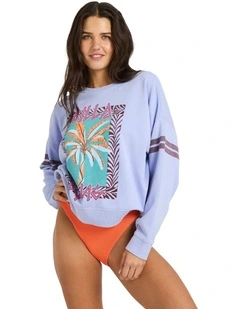 Echo Crew Neck Fleece Top in Twilight Blue
