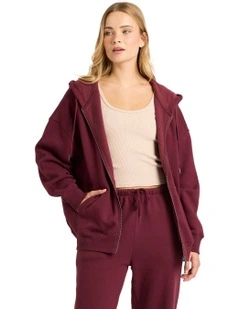 Wave Essentials Zip Pullover Hoodie Red Dahlia