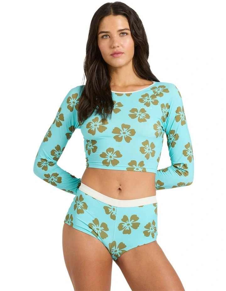 Last Summer Cropped Long Sleeve Rashvest in Ocean Spray image 1