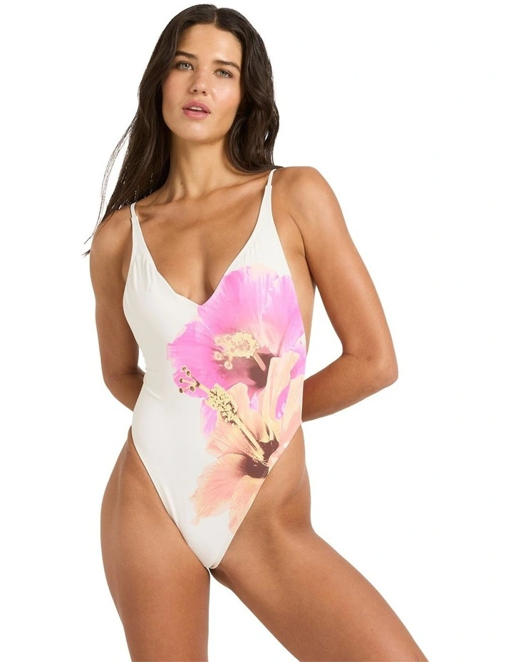 Sunny Shore Deep V One Piece in Salt Crystal image 1