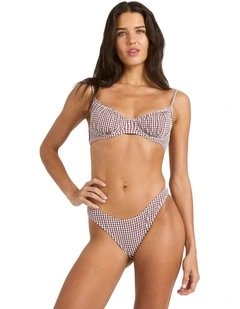 Mini Wave Check Underwire Bikini Top in Red Dahlia