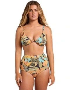 Des Tropiques D-Cup Bikini Top in Black Multi