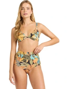 Des Tropiques Full Bikini Bottom in Black Multi