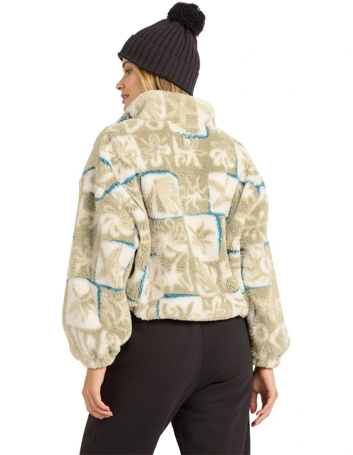 Sea Check Half Zip Fleece Jumper in Green image 2