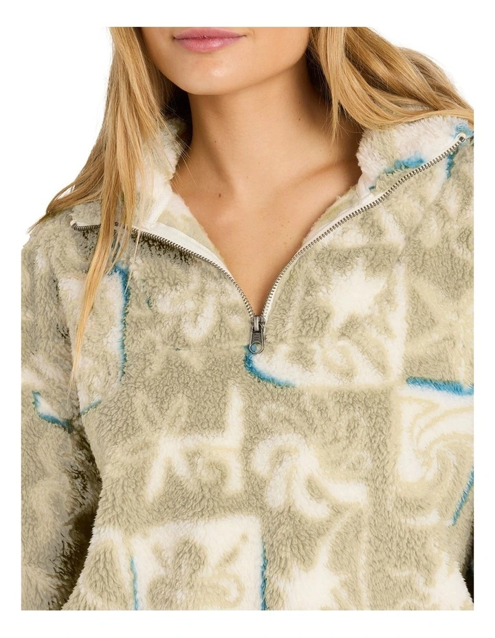 Sea Check Half Zip Fleece Jumper in Green image 4