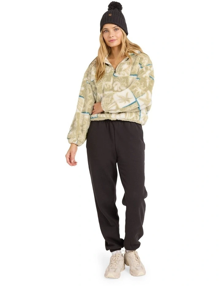 Sea Check Half Zip Fleece Jumper in Green image 5