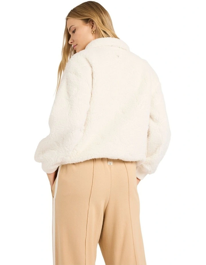 Rising Tides Half Zip Fleece Jumper in White image 2