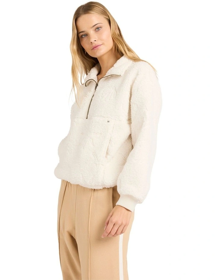 Rising Tides Half Zip Fleece Jumper in White image 3