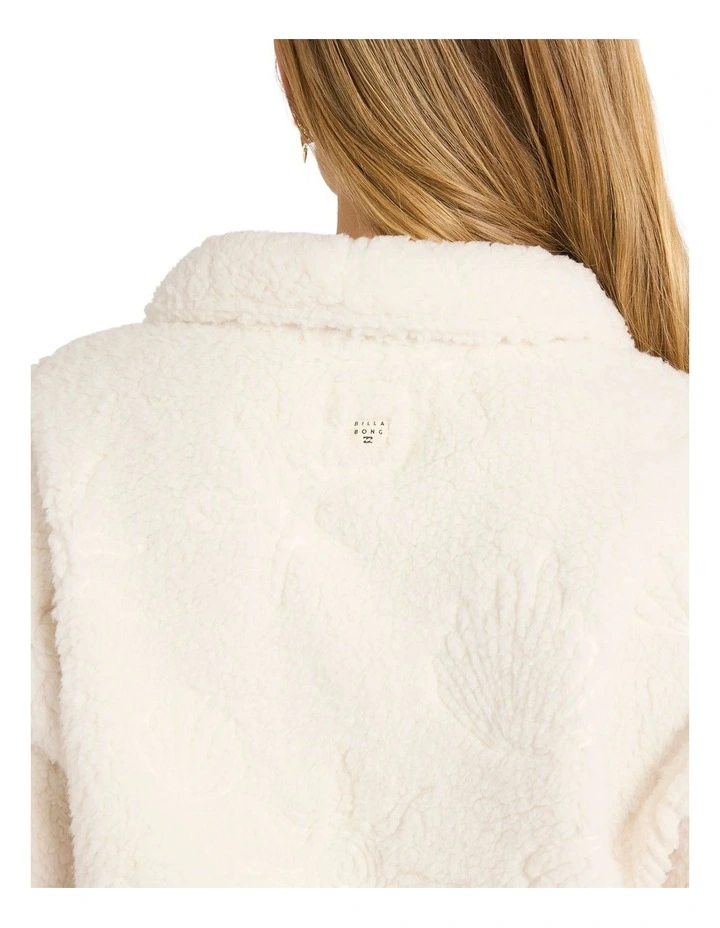 Rising Tides Half Zip Fleece Jumper in White image 4