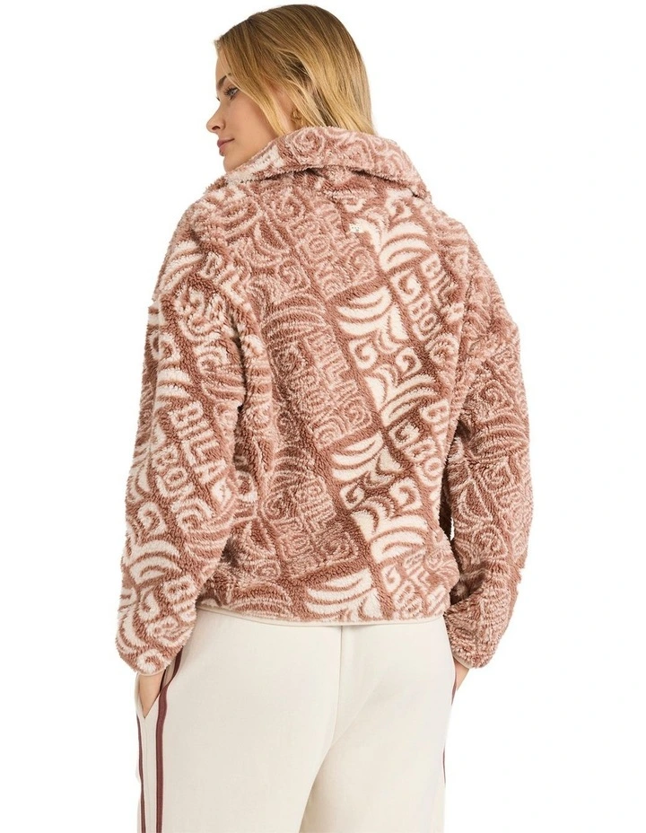 Go For It Half Zip Fleece Jumper in Brown image 2