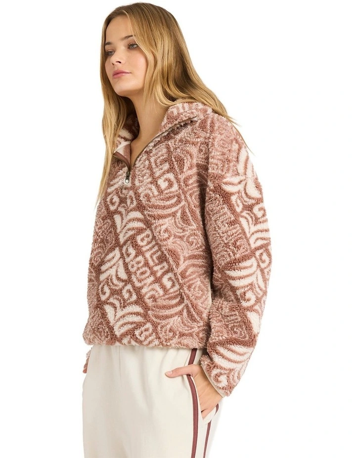 Go For It Half Zip Fleece Jumper in Brown image 3