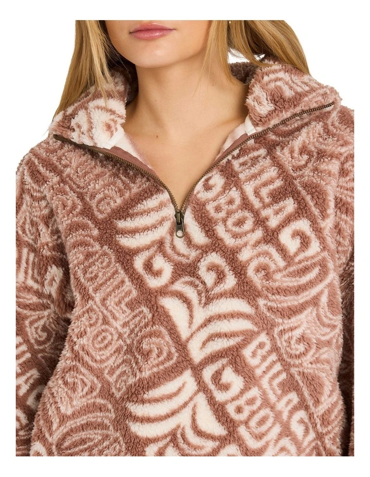 Go For It Half Zip Fleece Jumper in Brown image 4