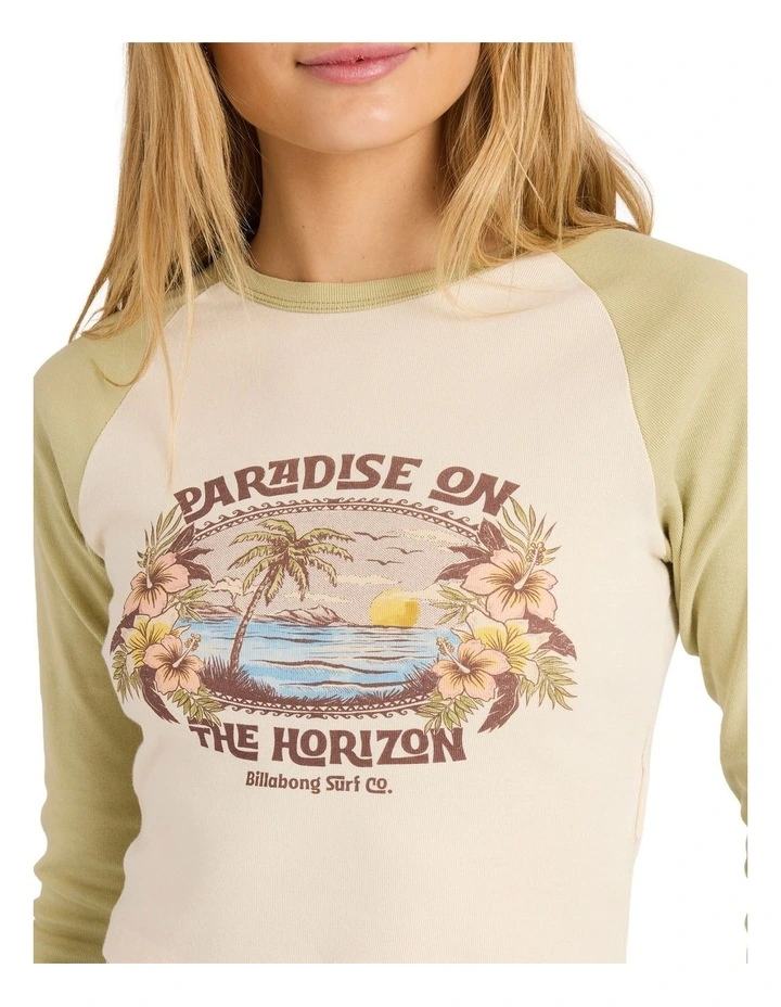 Horizon Raglan Long Sleeve T-Shirt in White image 4