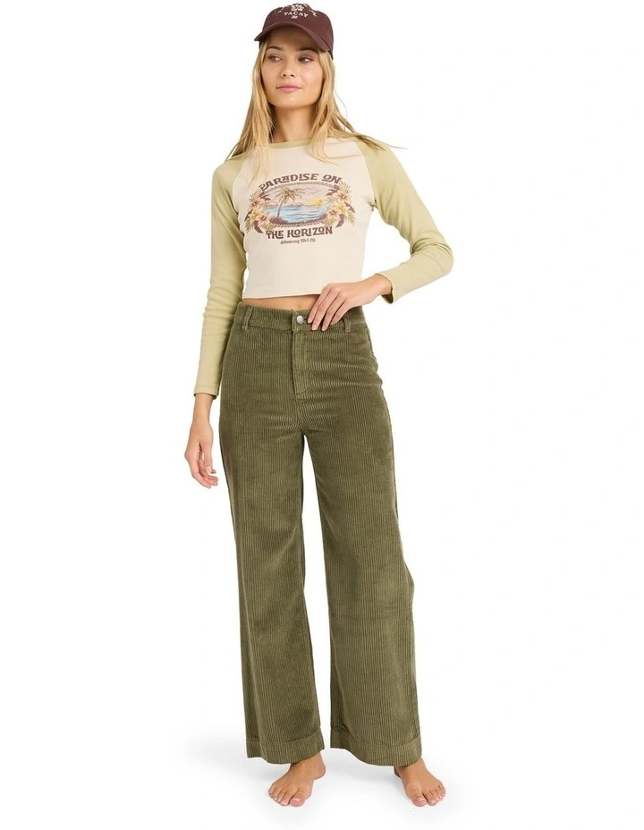 Palmy Cord Pants in Green image 1