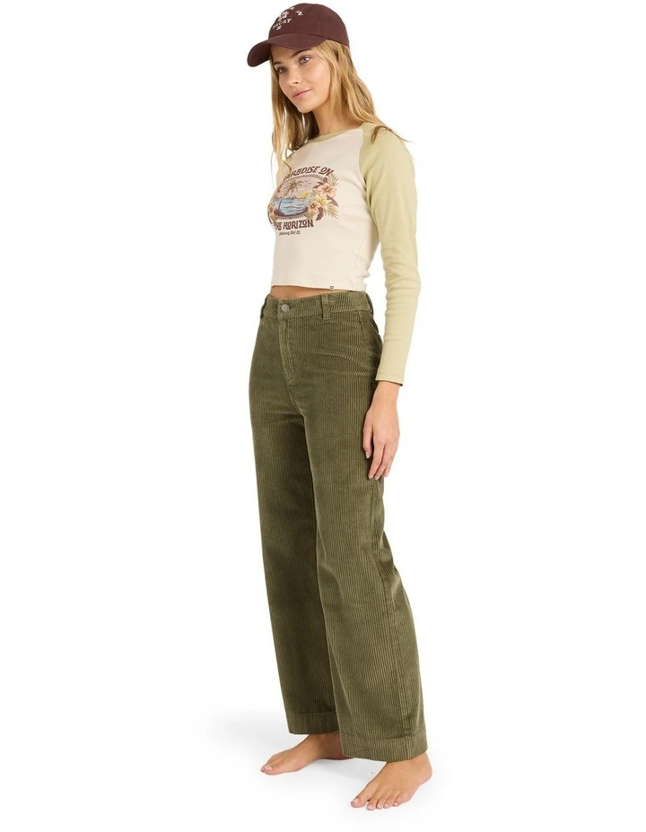 Palmy Cord Pants in Green image 3