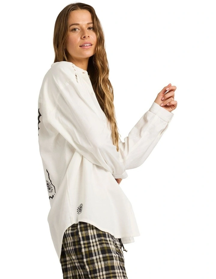 Coastal Crush Long Sleeve Shirt in White image 3