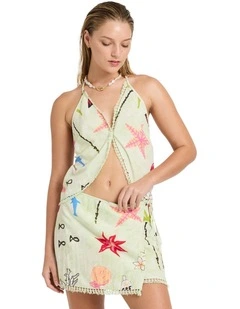 Lottie Hall Halter Neck Top in Sunny Lime
