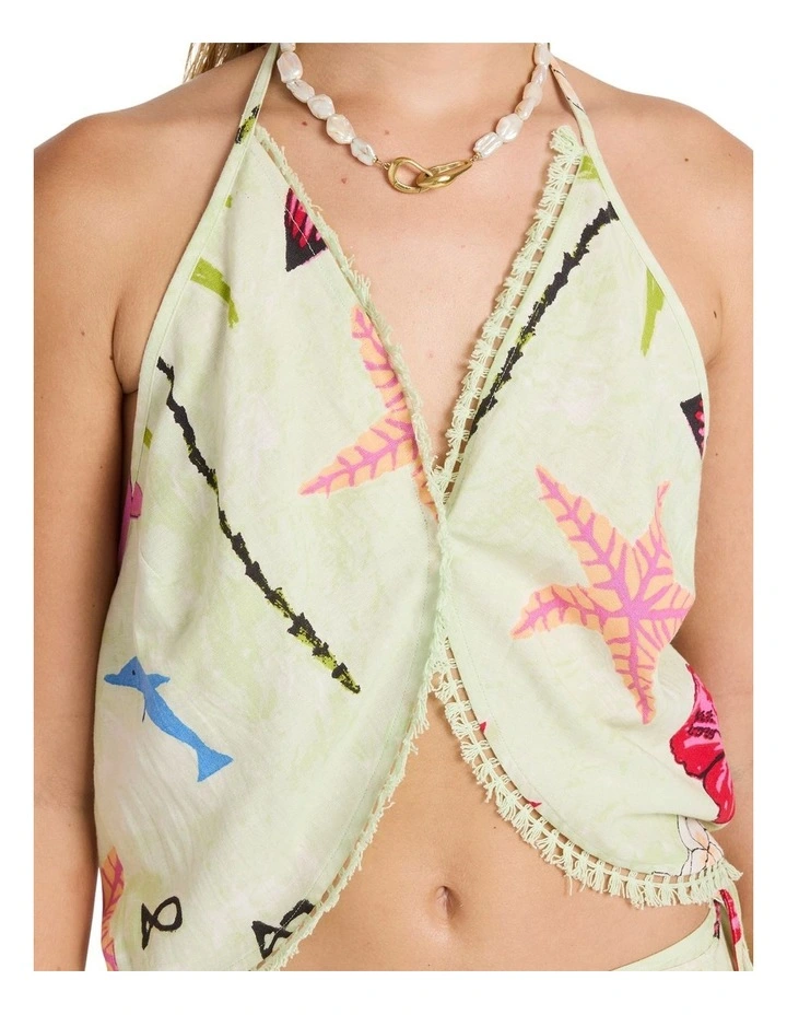 Lottie Hall Halter Neck Top in Sunny Lime image 4
