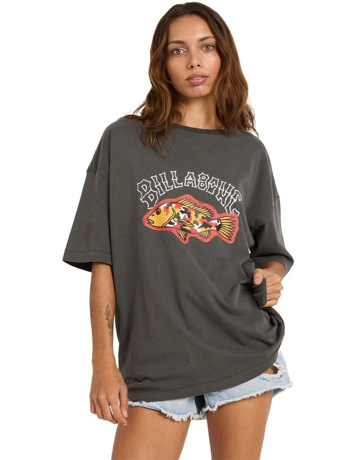 Otis Mangrove Oversized T-Shirt in Washed Black image 1